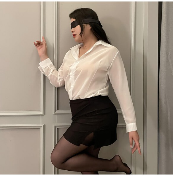 FEE ET MOI - Seductive Secretary Costume Set (Plus Size - Black)